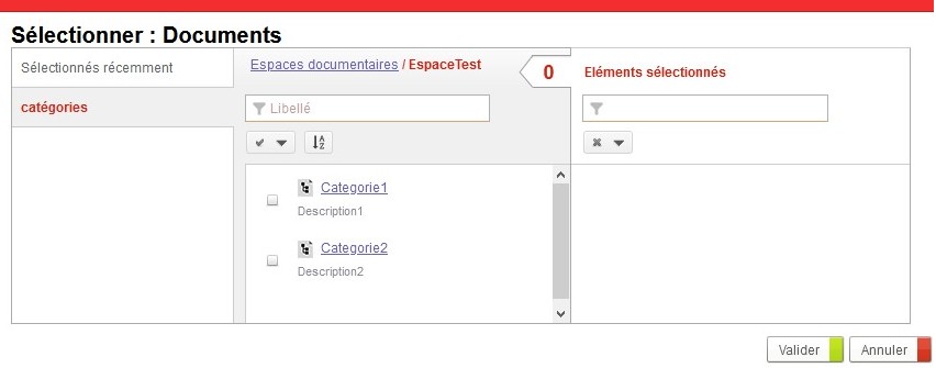 FileCenter category selector